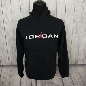 Air Jordan Men's Large Black Jumpman Logo Pullover Cotton Hoodie w/ Front Pocket